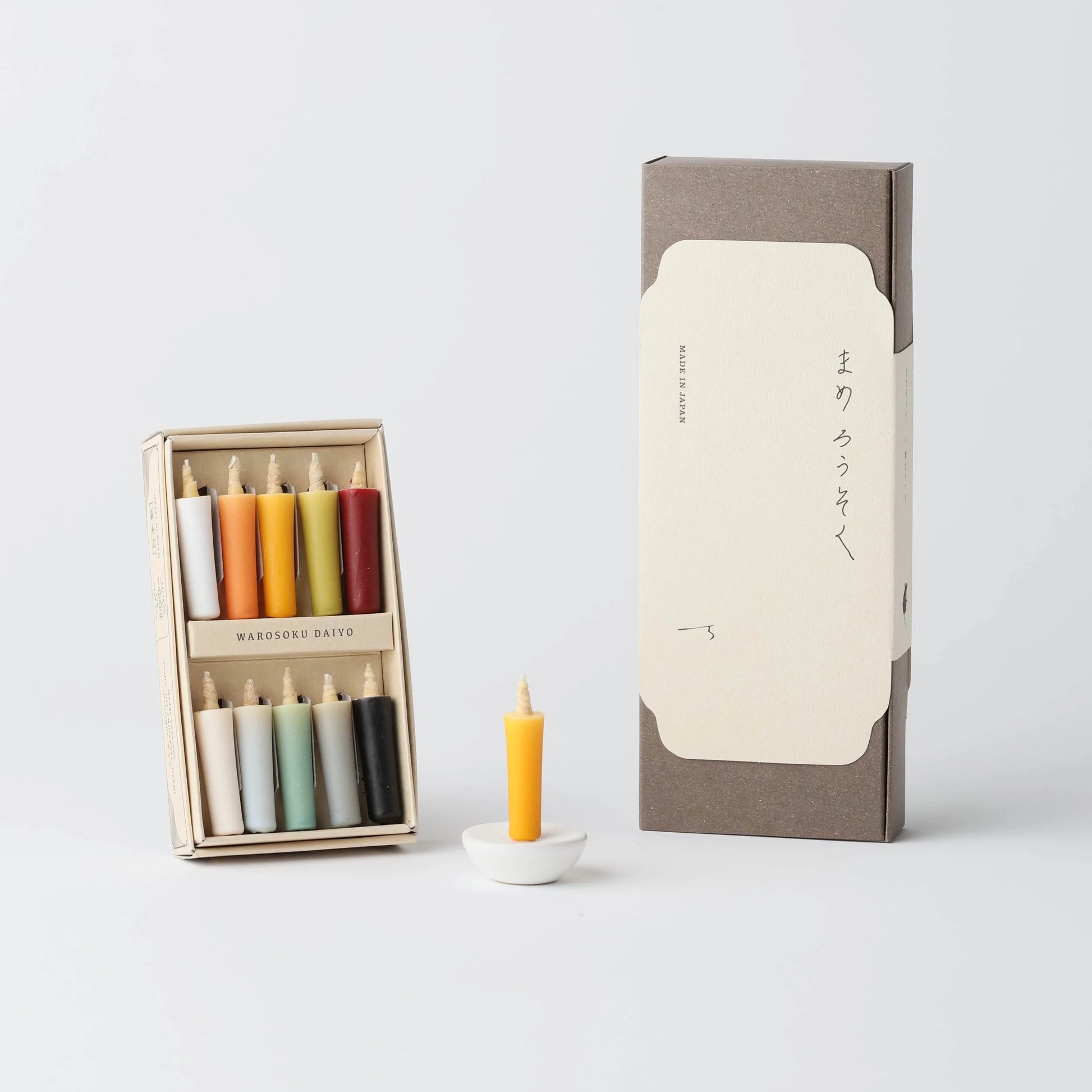 Mini-Kerzenset mit Keramikstand 'Earth Colors' | Daiyo-Daiyo-Weiss-Tokoro