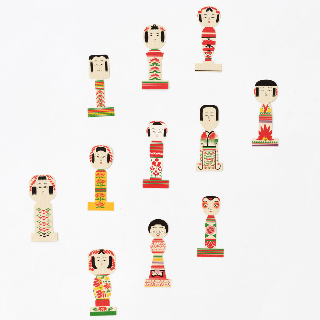 Kokeshi Buchzeichen-Set-Cochae-Tokoro
