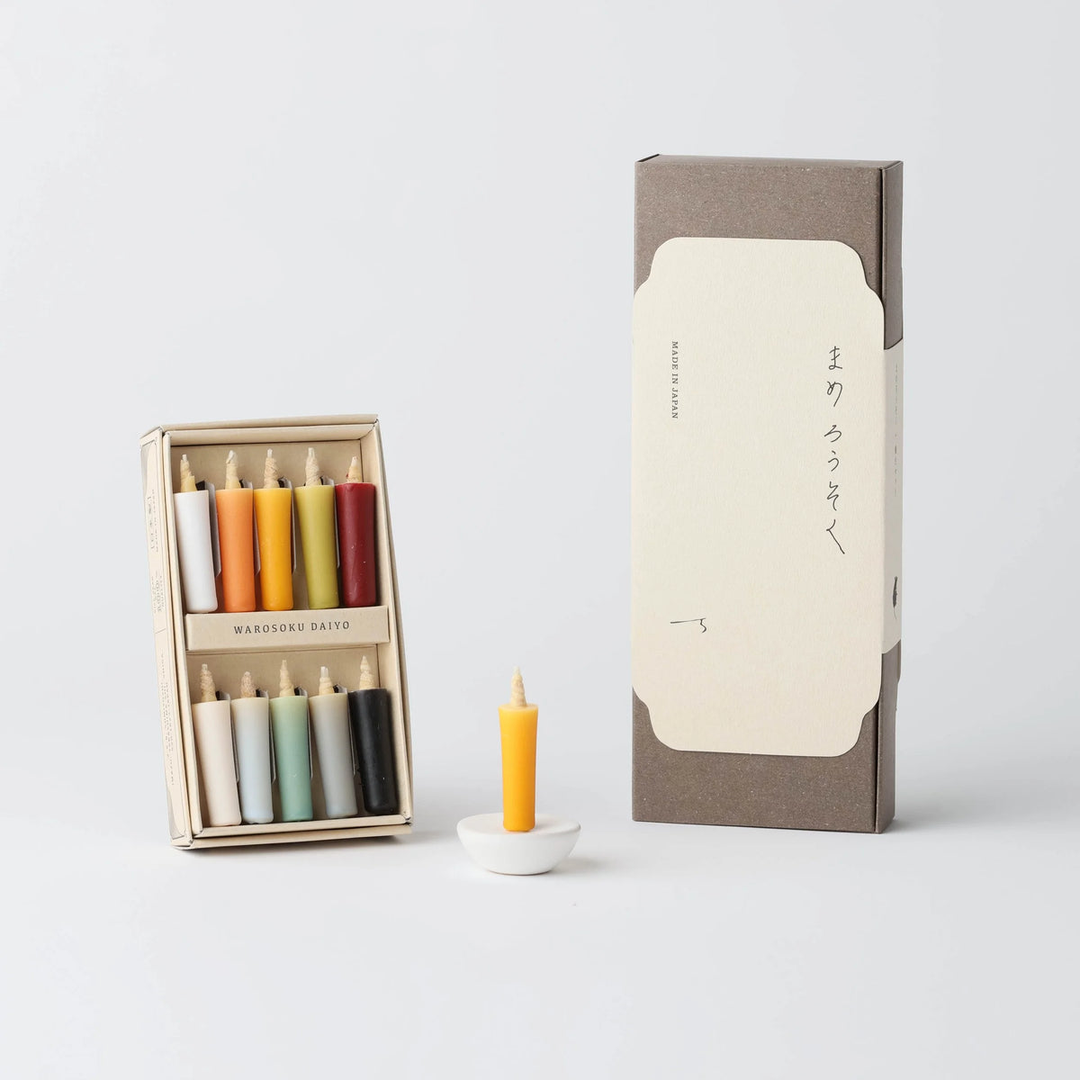 Mini-Kerzenset mit Keramikstand 'Earth Colors' | Daiyo-Daiyo-Weiss-Tokoro