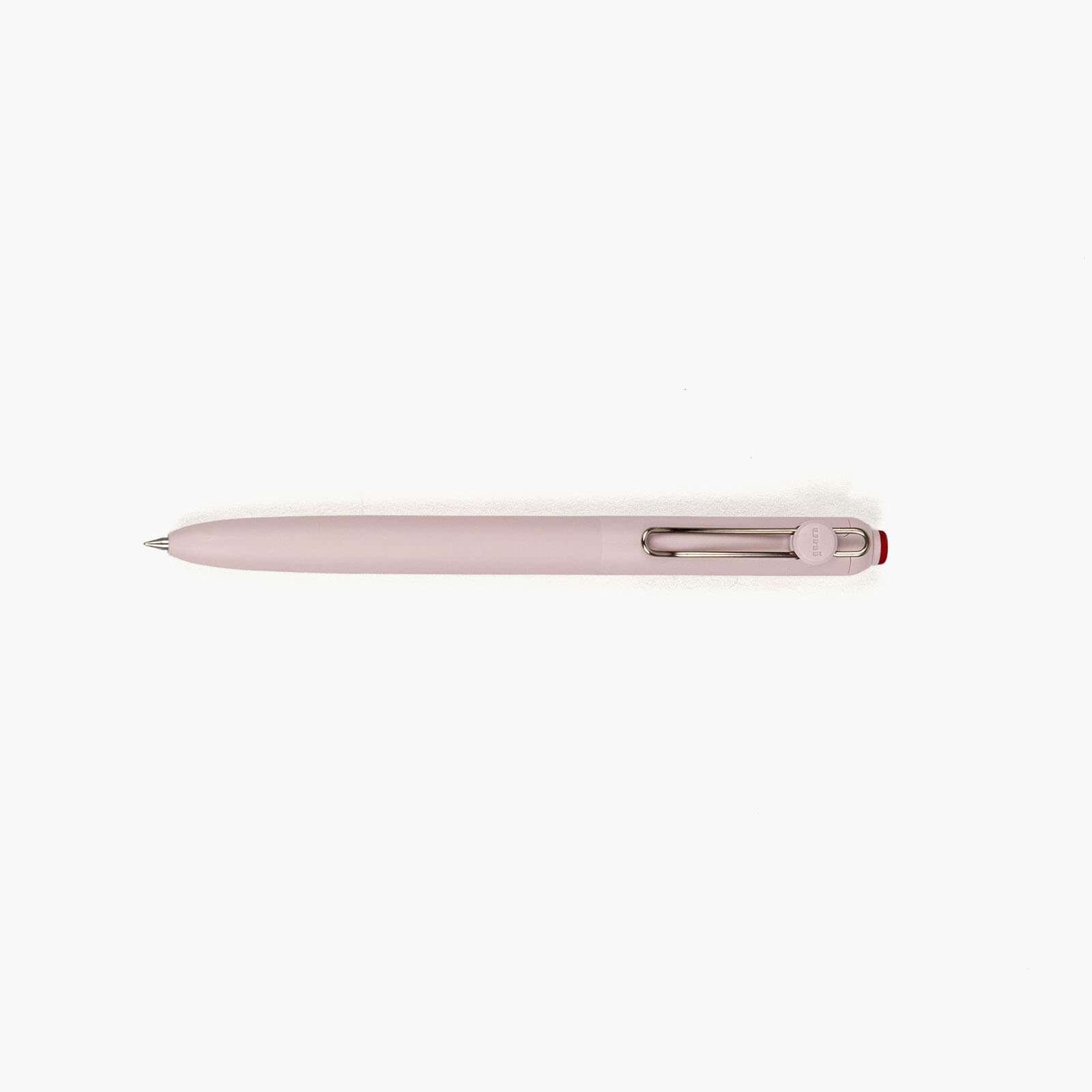 Roter Uniball Zento Gelstift mit 0,38 mm Spitze, mattem Gehäuse und gefedertem Metallclip.