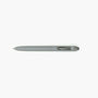 Schwarzer Uniball Zento Gelstift mit 0,38 mm Spitze, weichem Gummigriff und gefedertem Metallclip auf weißem Hintergrund.