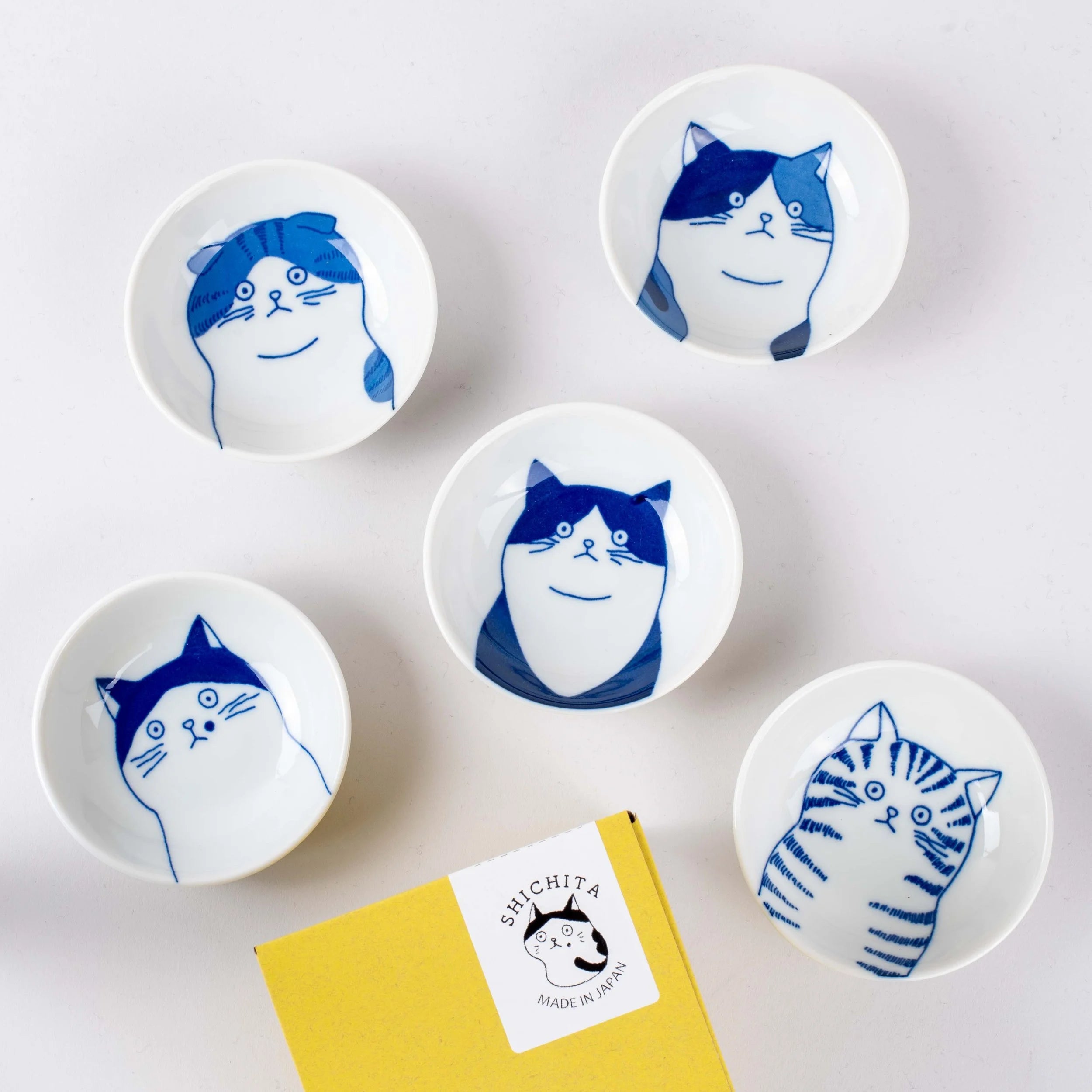 Shichita Katzen-Schälchen Fünfer-Set | 9 cm-YAMAKATSU MINOTOEN-Tokoro