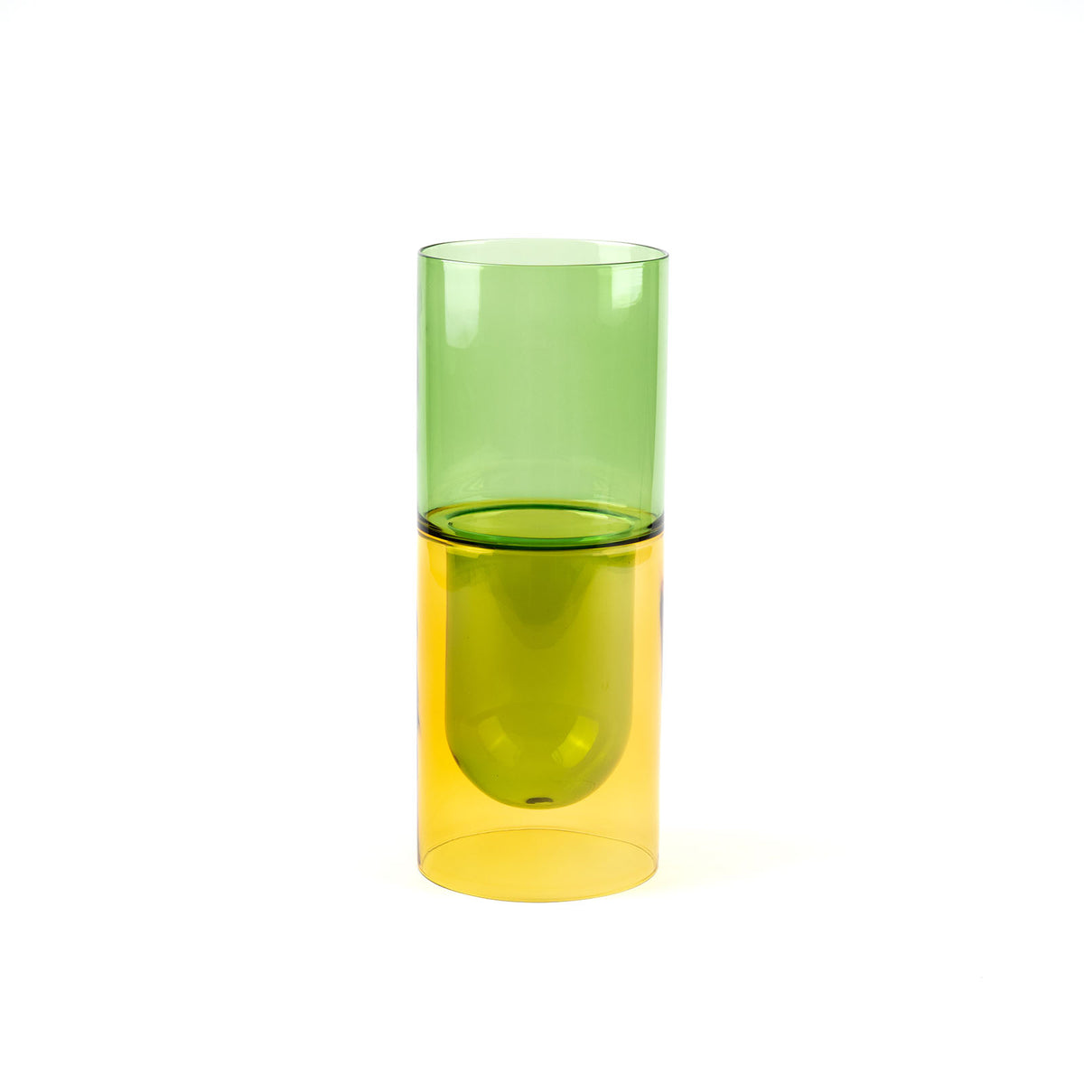 Two Tone DW Vase L | Amabro-Tokoro-Grün x Gelb-Tokoro
