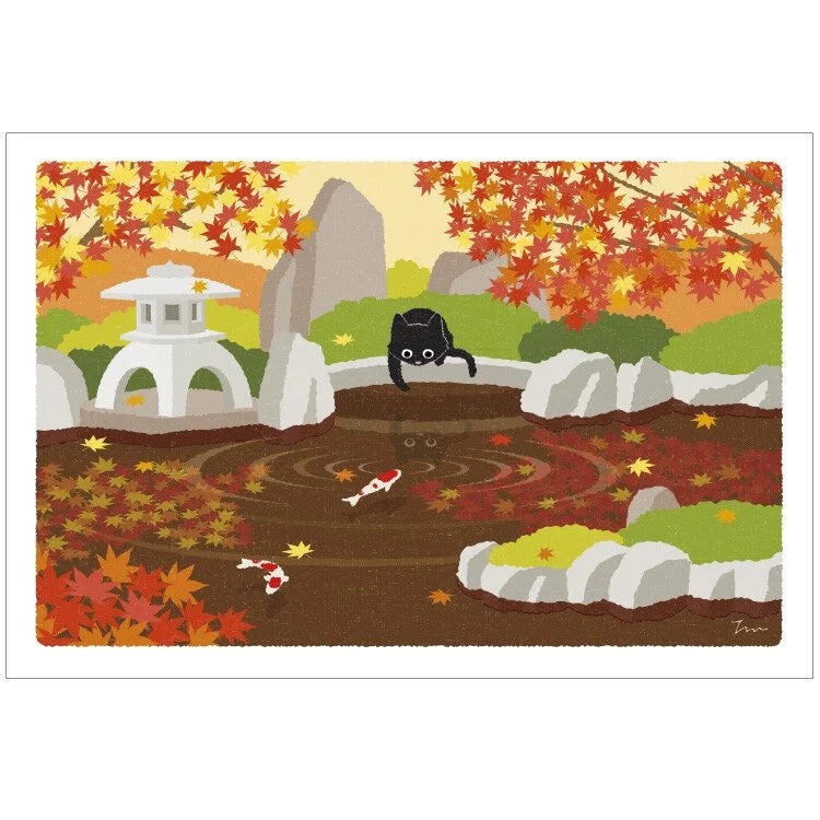 Tabineko Postkarte - Herbst: Am Karpfenteich-Active-Tokoro