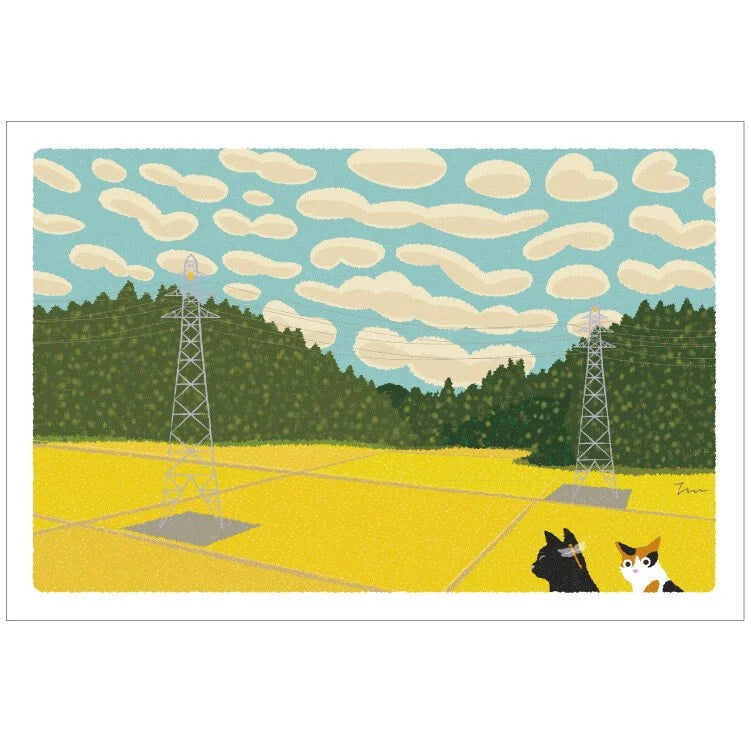 Tabineko Postkarte - Herbst: Gelbe Felder-Active-Tokoro