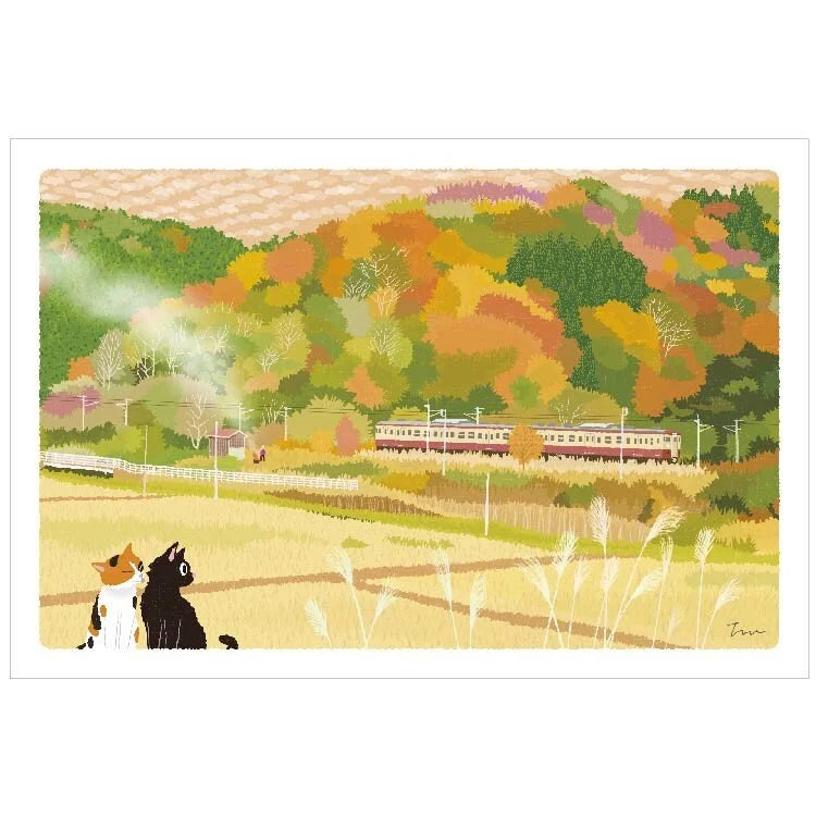 Tabineko Postkarte - Herbst: Herbstwald-Active-Tokoro