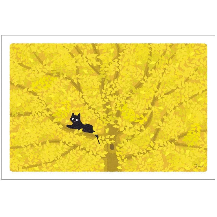 Tabineko Postkarte - Herbst: Im Ginkgobaum-Active-Tokoro
