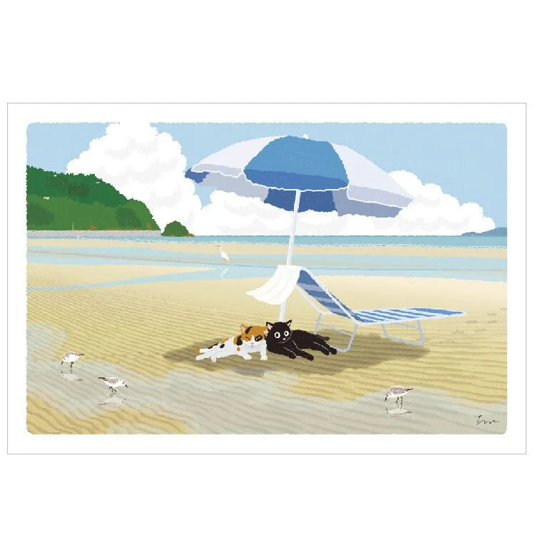 Tabineko Postkarte - Sommer: Am Strand-Active-Tokoro