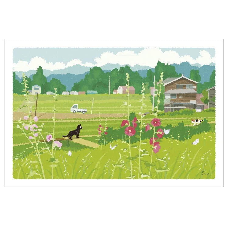 Tabineko Postkarte - Sommer: Grüne Wiesen-Active-Tokoro
