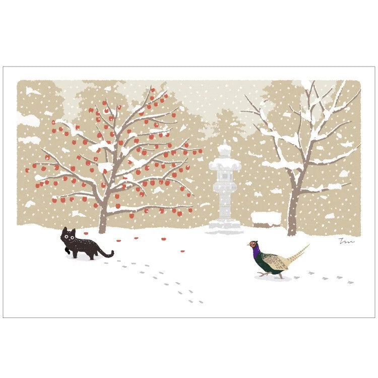 Tabineko Postkarte - Winter: Fasan-Active-Tokoro