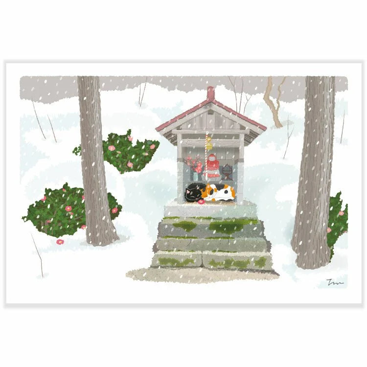 Tabineko Postkarte - Winter: Kleiner Schrein-Active-Tokoro