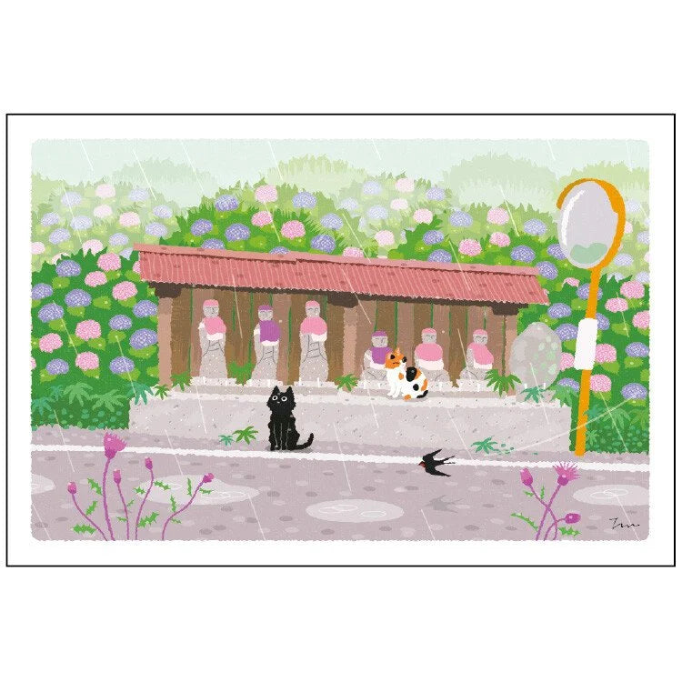 Tabineko Postcard - Summer: Jizo Figures