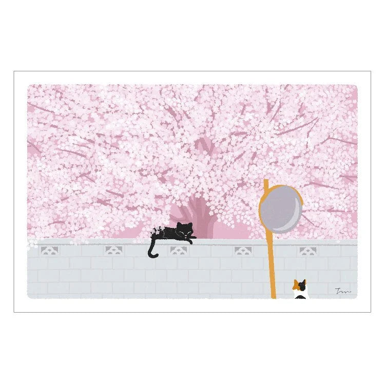 Tabineko Postcard - Spring: Under the Cherry Tree 