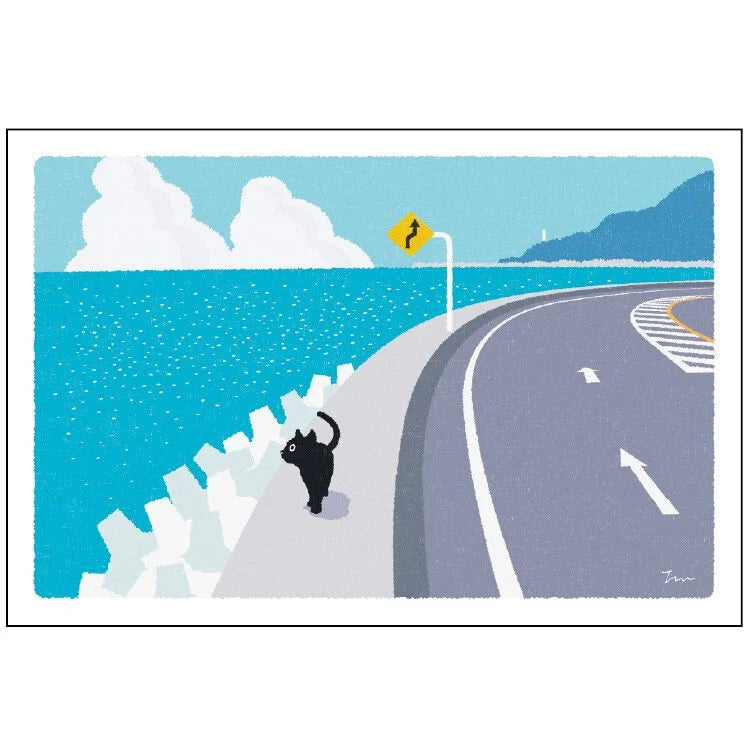 Tabineko Postkarte - Sommer: Meeresküste-Active-Tokoro