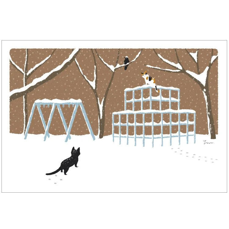 Tabineko Postcard - Winter: Playground 