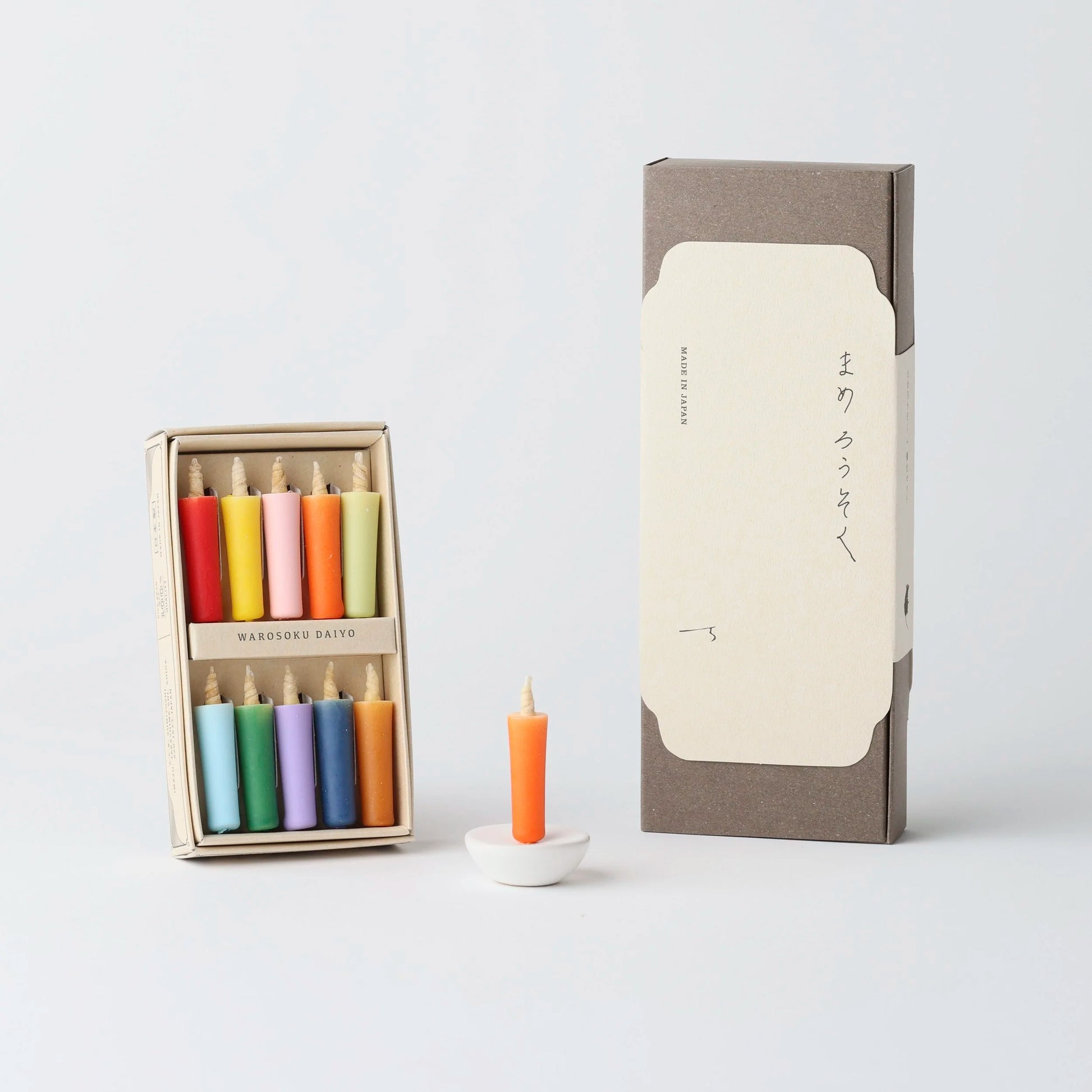 Mini-Kerzenset mit Keramikstand 'Vivid Colors' | Daiyo-Daiyo-Weiß-Tokoro