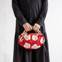 Wendbares Furoshiki M 'Pflaumenblüte' Grün/Rot - Isa Monyo | Musubi-Musubi-Tokoro