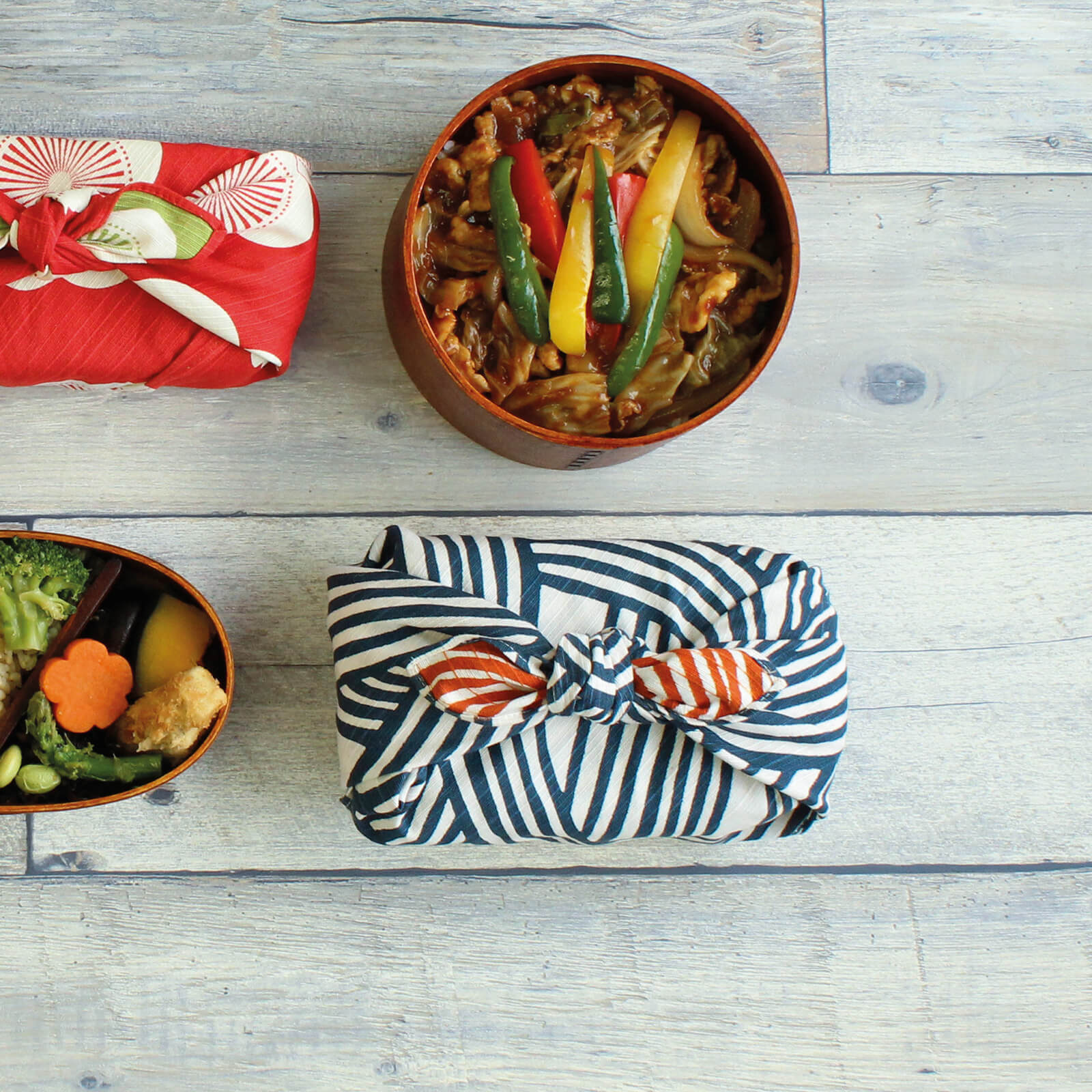 Wendbares Furoshiki S/M 'Knot' Blau/Orange - Isa Monyo | Musubi-Musubi-Tokoro