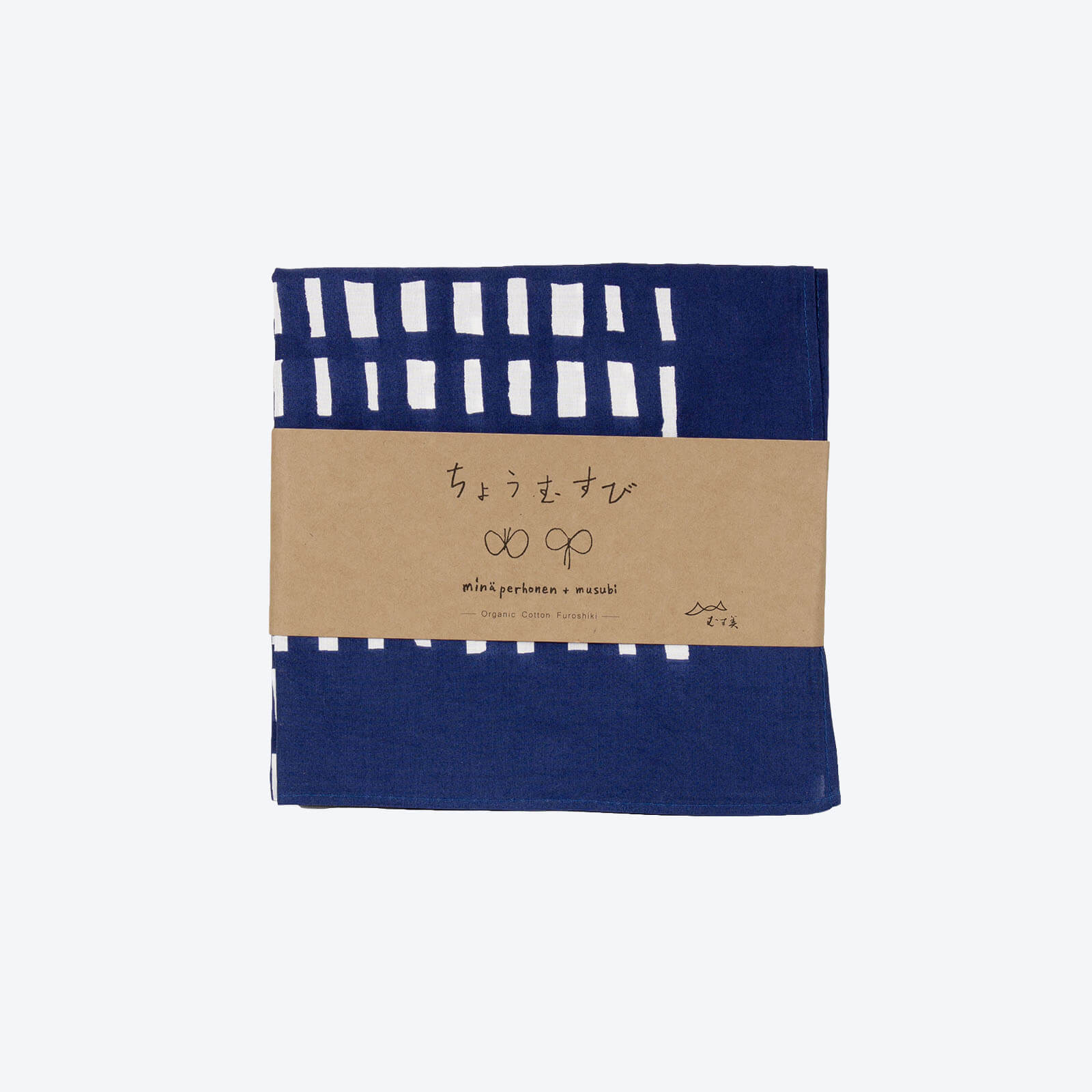Furoshiki M 'Sora Check' Navy - minä perhonen | Musubi