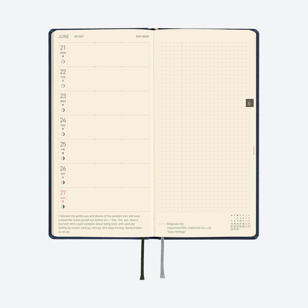 Taschenagenda 2027 'Weeks Colors' | Hobonichi